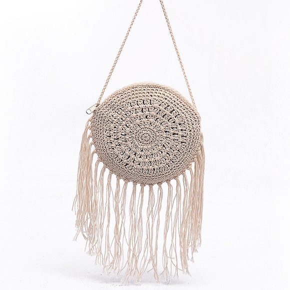 Handmade Macrame Beach Bag with fringes bohemian - Picture 1 of 6